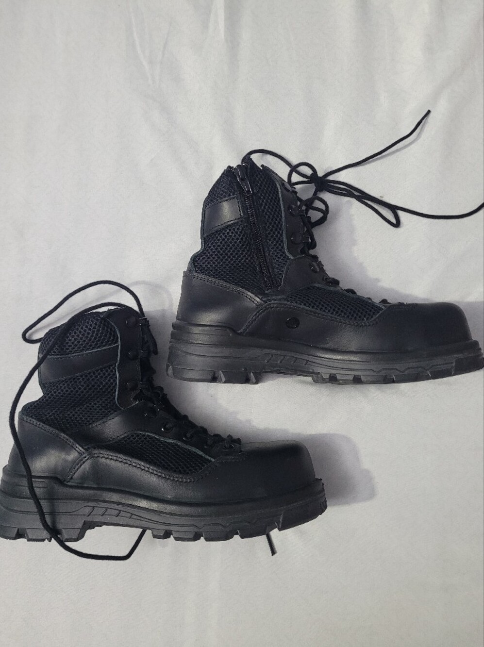 Terra Black Lace-Up Tactical Work Boots with Zipper Sides